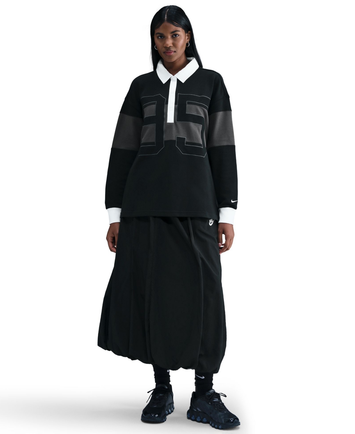 Nike Women's Sportswear Long-Sleeve Graphic Polo Top