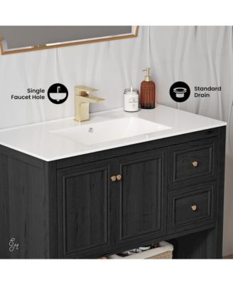 Chateau 36" Freestanding Bathroom Vanity in Black Oak with Sink Top