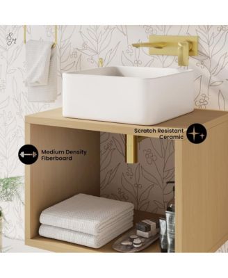 Concorde 24" Wall-Mounted Bathroom Vanity in Natural Oak with Sink Top