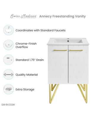 Annecy 24" Freestanding Bathroom Vanity in Galaxy White with Sink Top