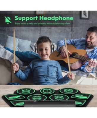 Electronic Drum Set with 2 Build-in Stereo Speakers for Kids