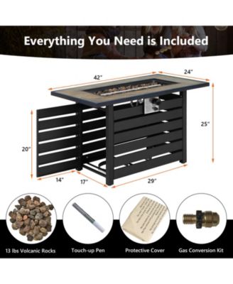 42 Inch 50000 BTU Propane Fire Pit Table with Ore Powder Surface