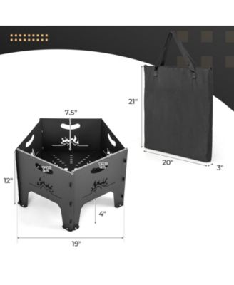 19 Inches Collapsible Portable Plug Fire Pit with Storage Bag