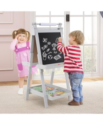 3-in-1 Double-sided Art Easel with Chalkboard and Magnetic Whiteboard