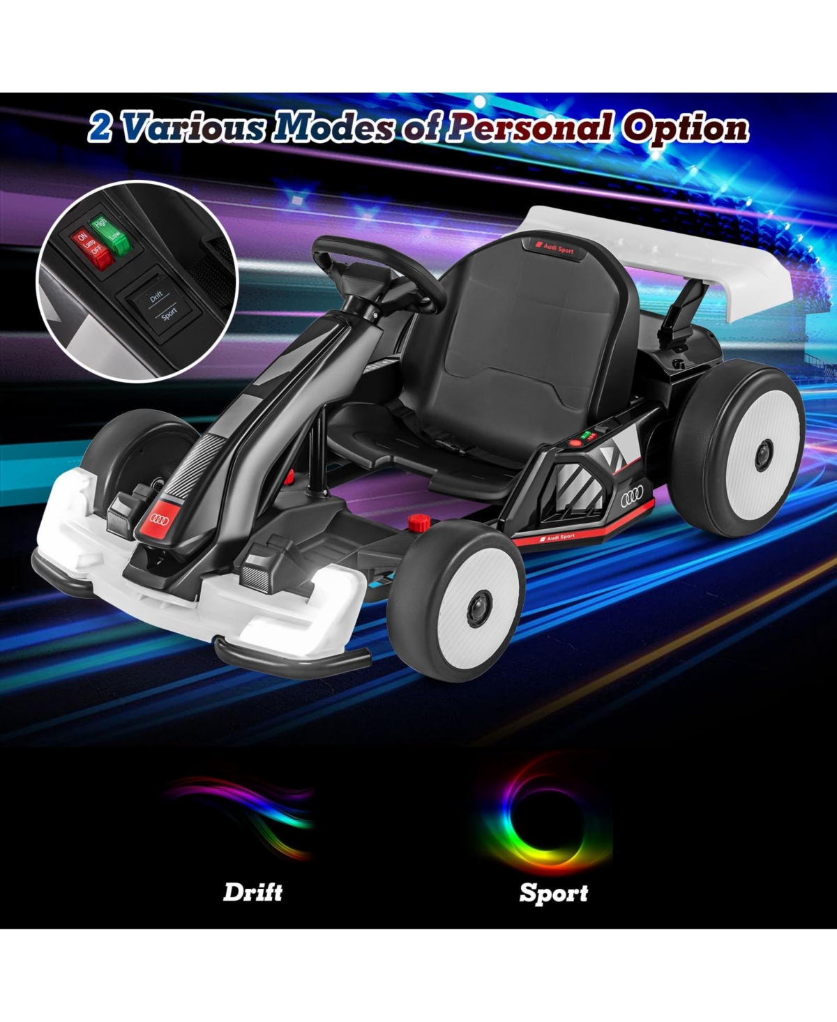 24V Kids Go Kart Licensed Audi Adjustable Ride on Racing Toy with Horn