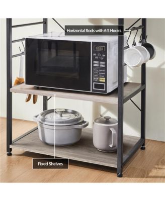 50.5"H 4-Tier Metal & Particleboard 6 Hooks, Casters, Anti-Tilt Kit, Water-Resistant Kitchen Baker s Rack
