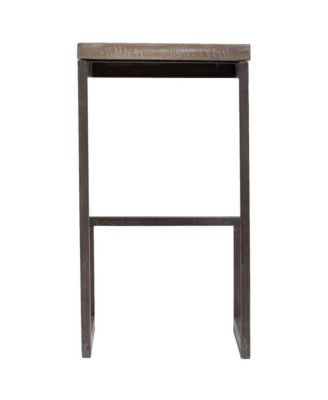 Cube Solid Mango Wood & Metal Bar Stool, Gray (Set of 2)
