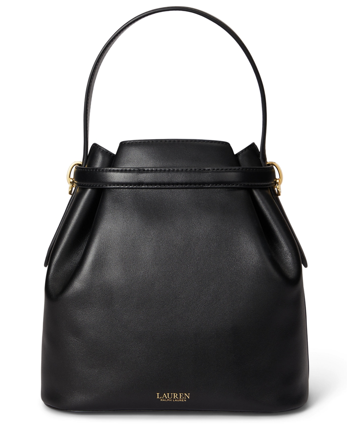 Ralph Lauren Leather Small Bucket Bag In Black