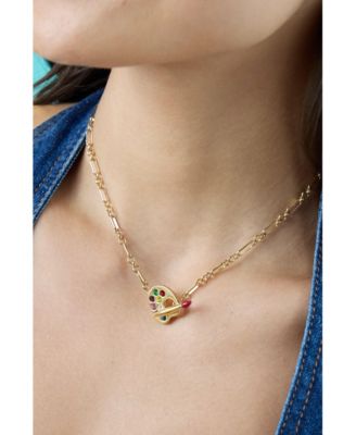 Artist Palette & Paint Brush Toggle Necklace