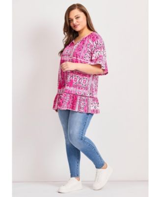 Women's Plus Size Flutter Sleeve Top