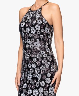 Women's Sequin All-Over Flower Long Dress