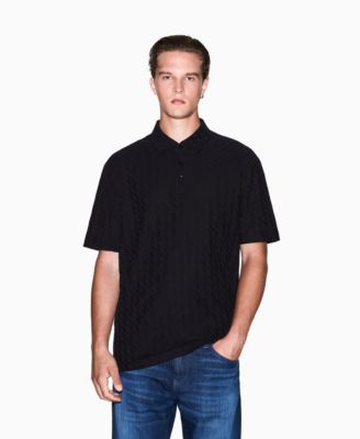 Men's Short Sleeve Mercerized Cotton Jacquard Polo Shirt