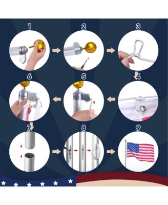 Bravery 30ft 13 Gauge Sectional Flag Pole Kit Aluminum for Outside House