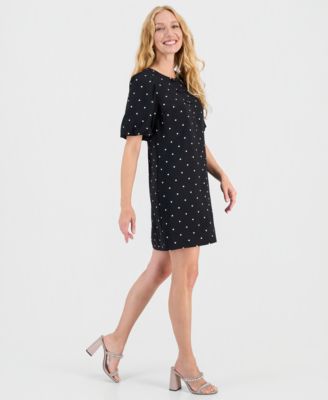 Women's Bow-Front Puffed-Sleeve Dress