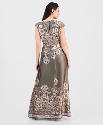 Women's Printed Extended V-Neck Dress