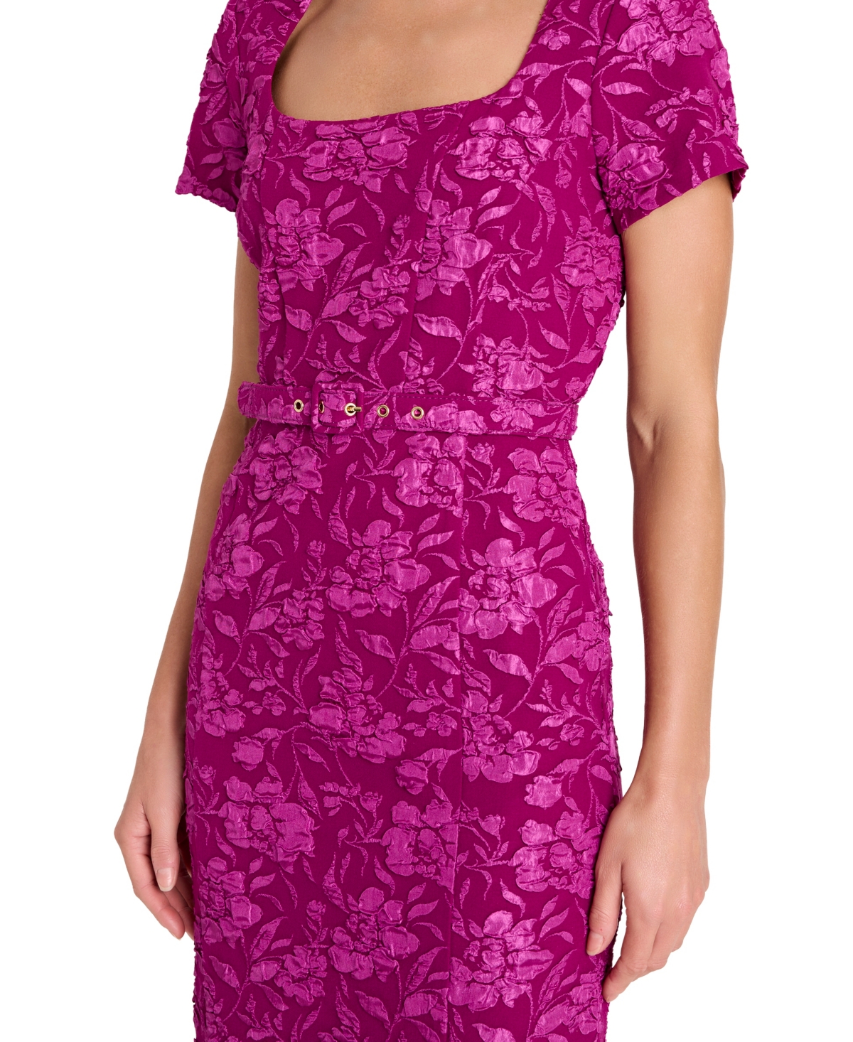 Tahari Asl Women's Puff Cap Short-sleeve Sheath Dress In Purple