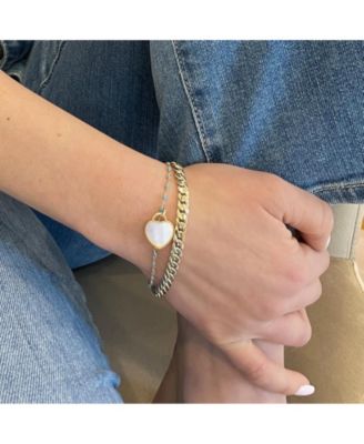 Mother of Pearl Heart Padlock Charm 15 millimeters