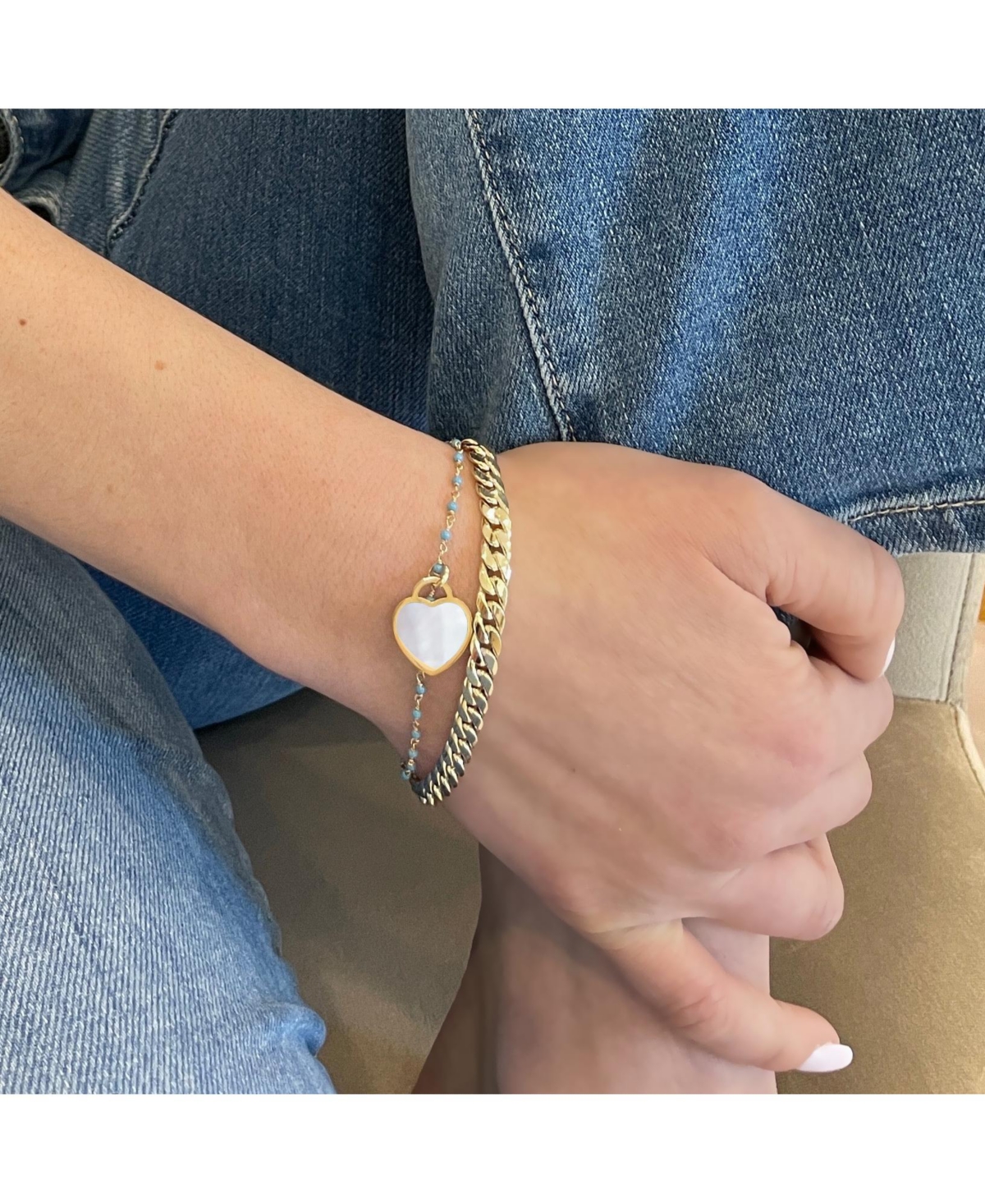 The Lovery Mother of Pearl Heart Padlock Charm 15 millimeters