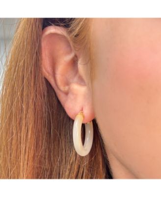 Mother of Pearl Hoop Earrings 14K Gold