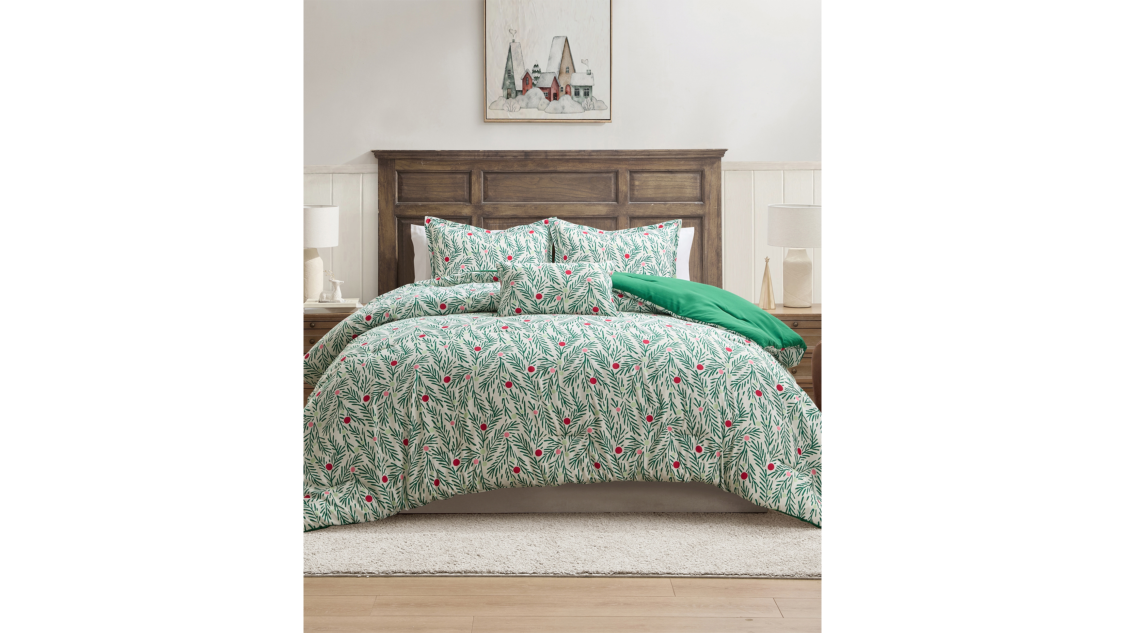 Hallmark Green Branches Holiday 4-Pc. Comforter Set, King