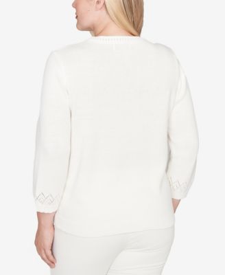 Women's Petite Vienna Floral Embroidered Sweater