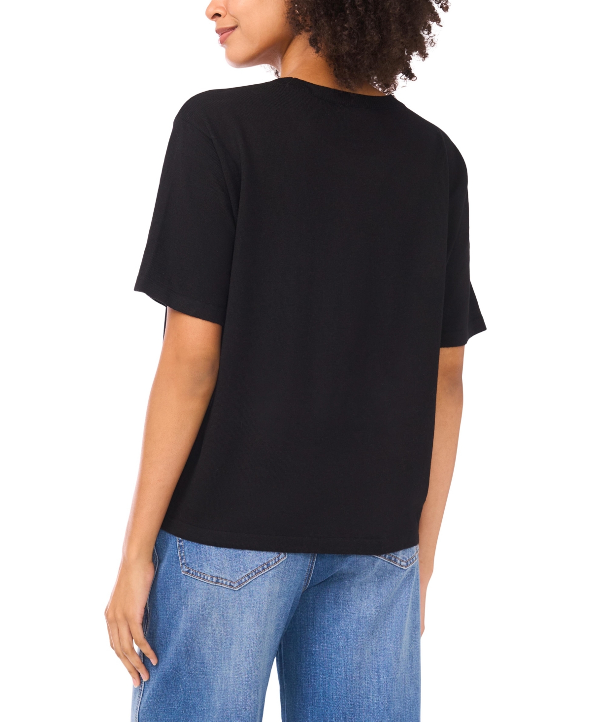 Vince Camuto Crewneck Knit Top In Black