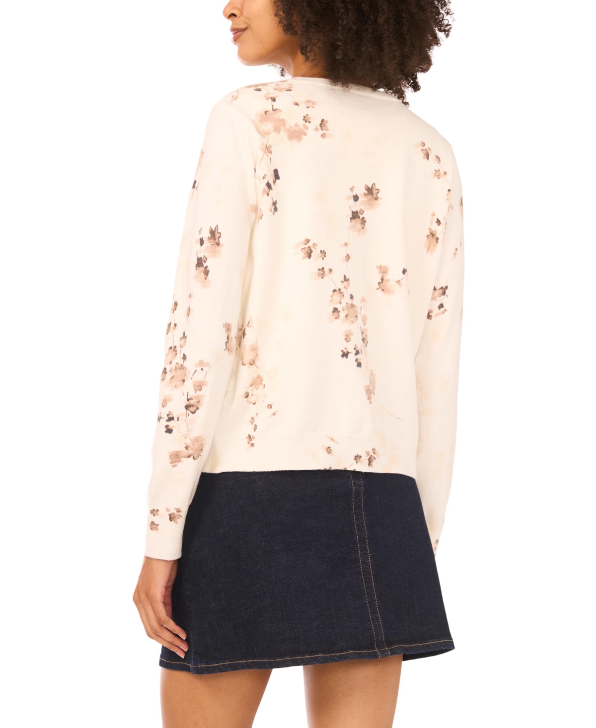 Vince Camuto Women's Floral Print Long-Sleeve Cardigan