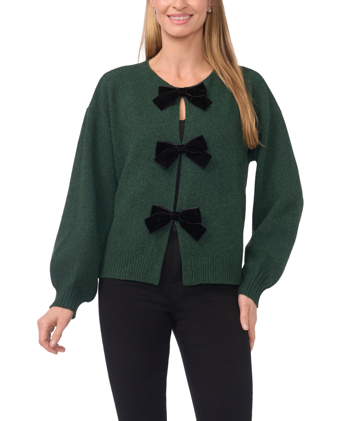 CeCe Women's Bow Closure Cardigan Sweater