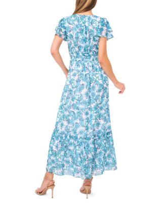 Women's Double Ruffle Short-Sleeve Maxi Dress