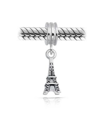 Set of 2 London Travel Suitcase Luggage & Paris Eiffel Tower Dangle Charm Bead Sterling Silver