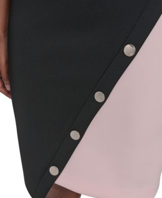 Women's Color-Blocked Asymmetric Scuba Dress