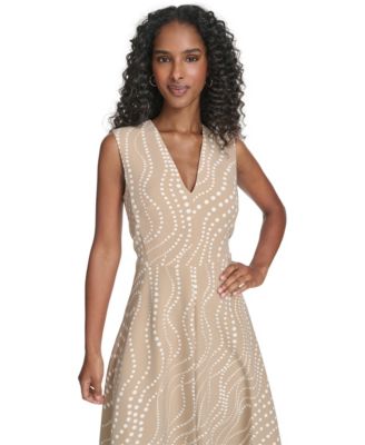 Women's Sleeveless Midi Fit and Flare Dress