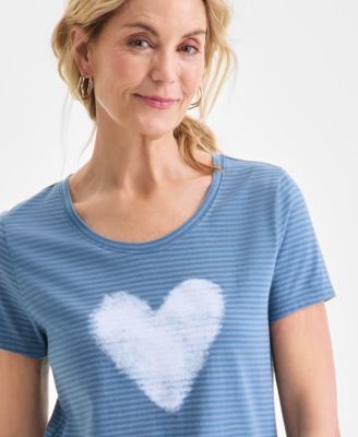 Petite Short-Sleeve Faded Heart T-Shirt, Macy's Exclusive