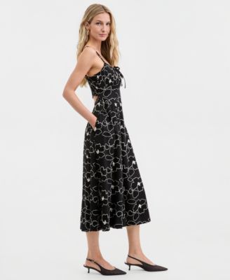 Women's Embroidered Sleeveless Midi Dress