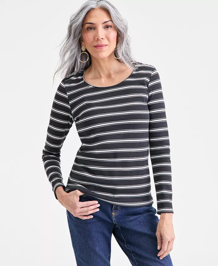 Women's Scoop-Neck Long-Sleeve Scoop-Neck Top, Macy's Exclusive - thumbnail 4