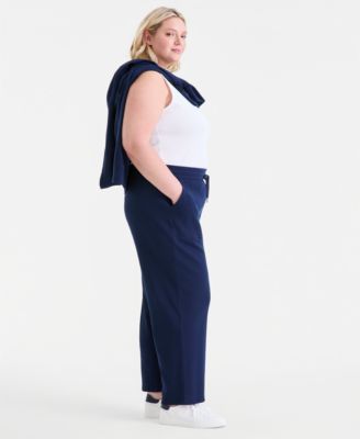 Plus Size Waffle-Knit Drawstring Pants