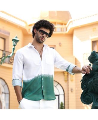 Men's Emerald Green Ombre-Plunge Regular Shirt