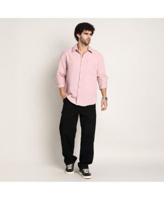 Men's Rose Pink Modular Solid Oversized Shirt