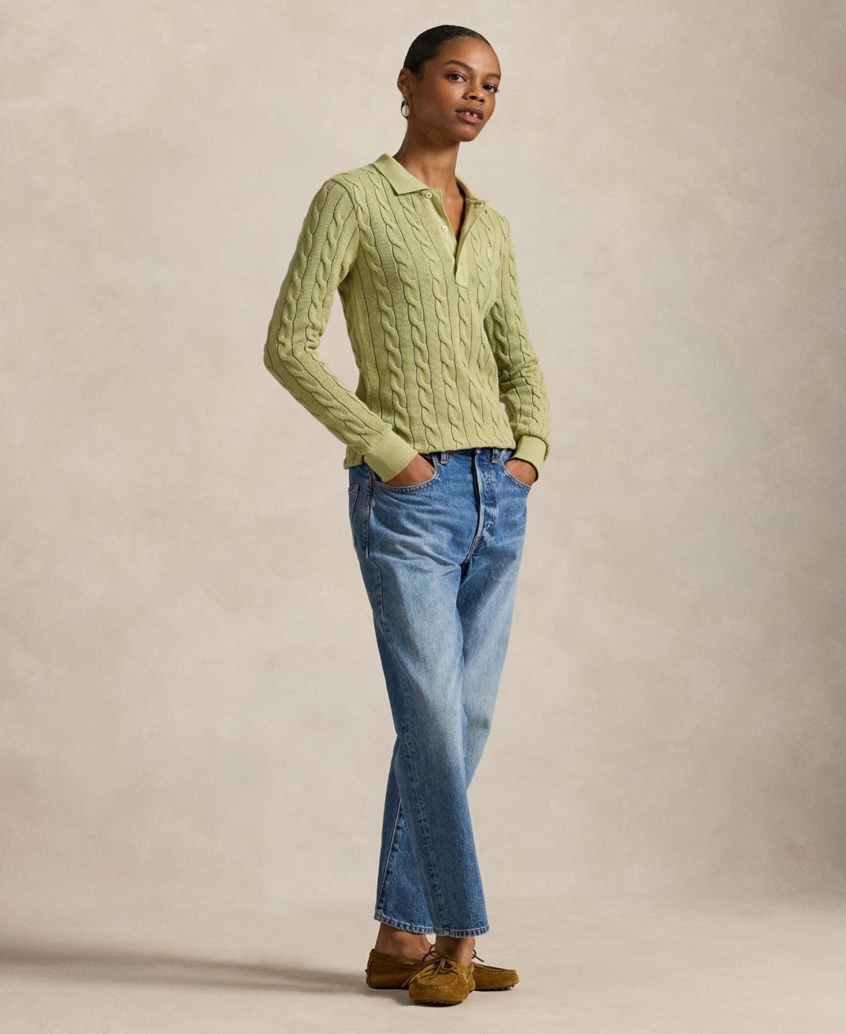 Polo Ralph Lauren Women's Cable-knit Polo Sweater In Green