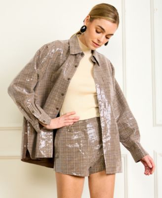 Line & Dot - Women's Sequin Detail Oversized Jacket