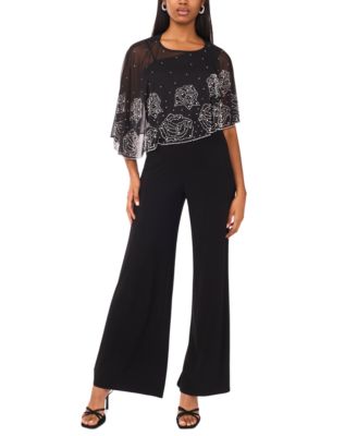 Women's Asymmetrical Cape Crewneck Jumpsuit