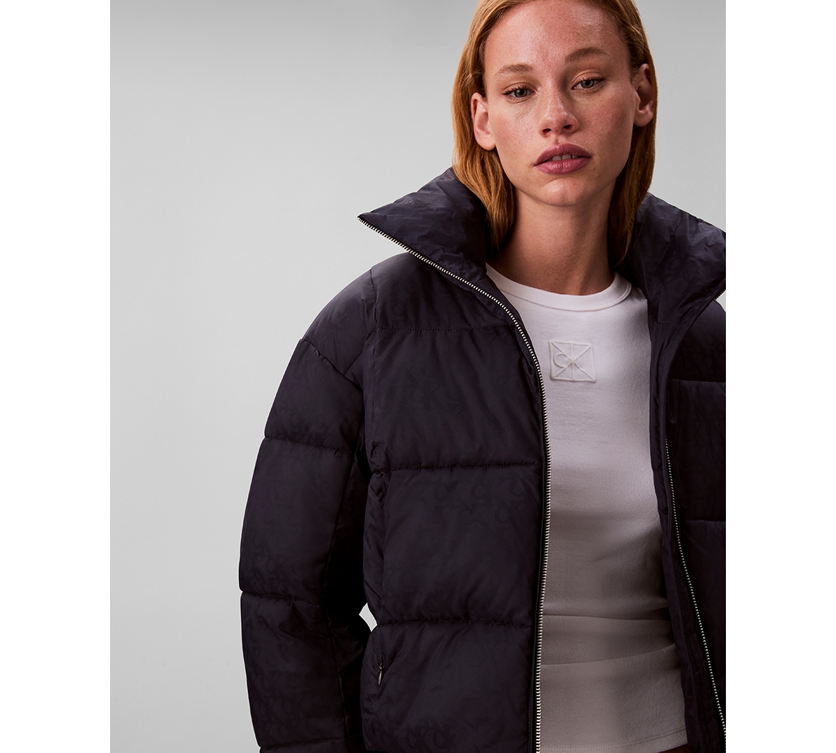 Calvin Klein Jeans Est.1978 Women's Monogram Puffer Long-sleeve Jacket In Blue