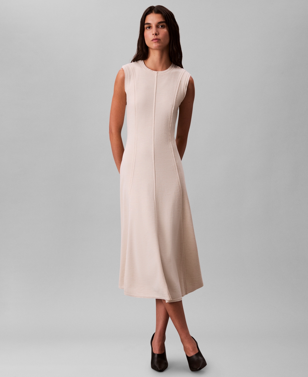 Calvin Klein Jeans Women's Crewneck Sleeveless Midi Dress