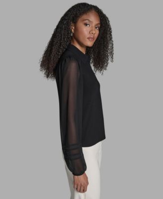 Women's Long-Sleeve Collared Neck Top