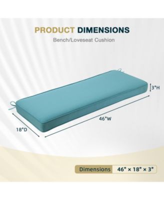 Patio Bench Cushion Outdoor Olefin Fabric Slipcover Sponge Foam 46.5” x 17.7” x 3” - Green