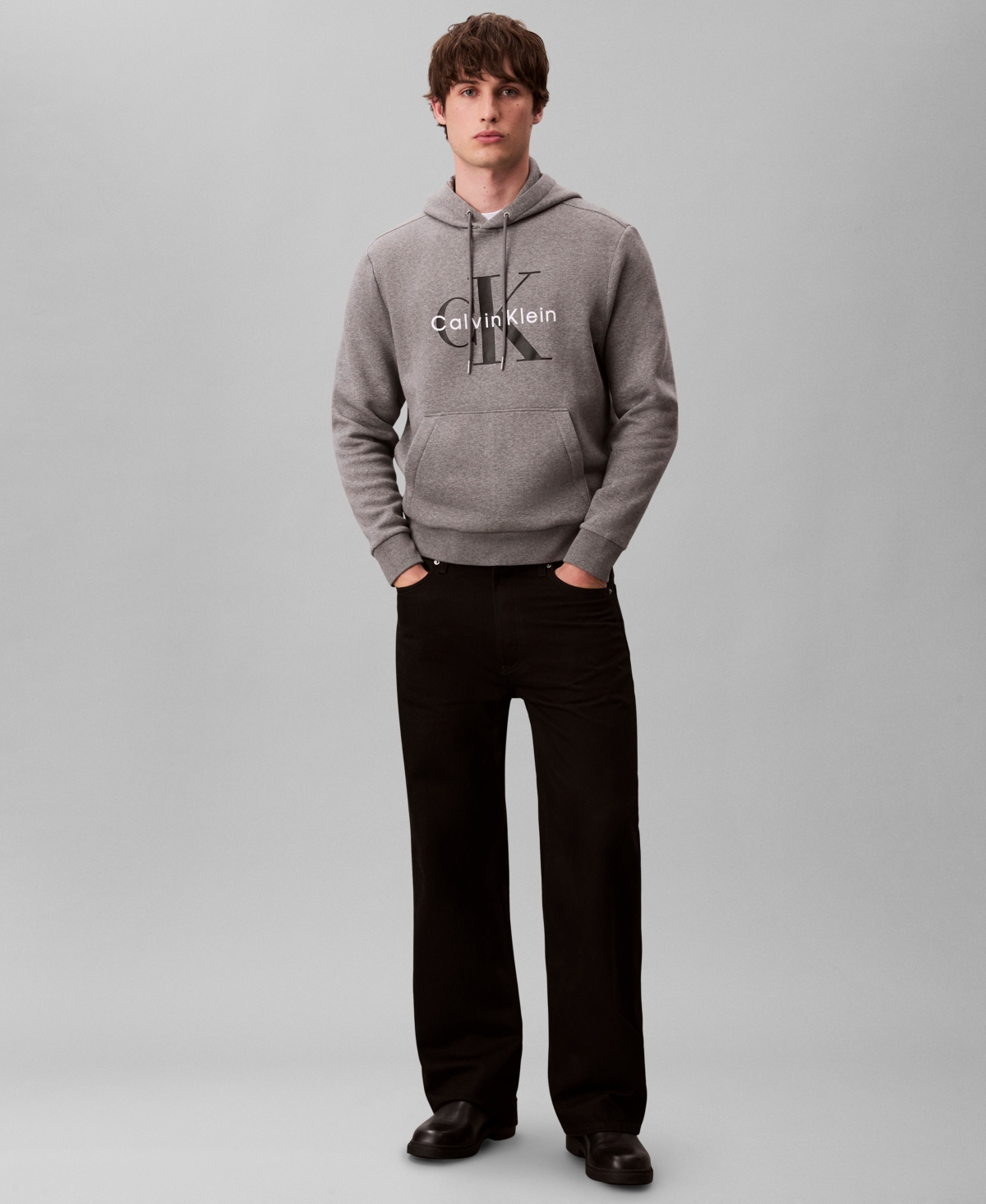 Calvin Klein Men's Monogram Logo Fleece Hoodie