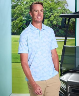 Men's All-Over Geometric Palm Print Short-Sleeve Golf Polo Shirt