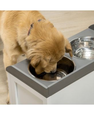 Large Elevated Dog Bowls with Storage Drawer Containing 21L Capacity, Raised  Pet Feeding Station with 2 Stainless Steel Bowls