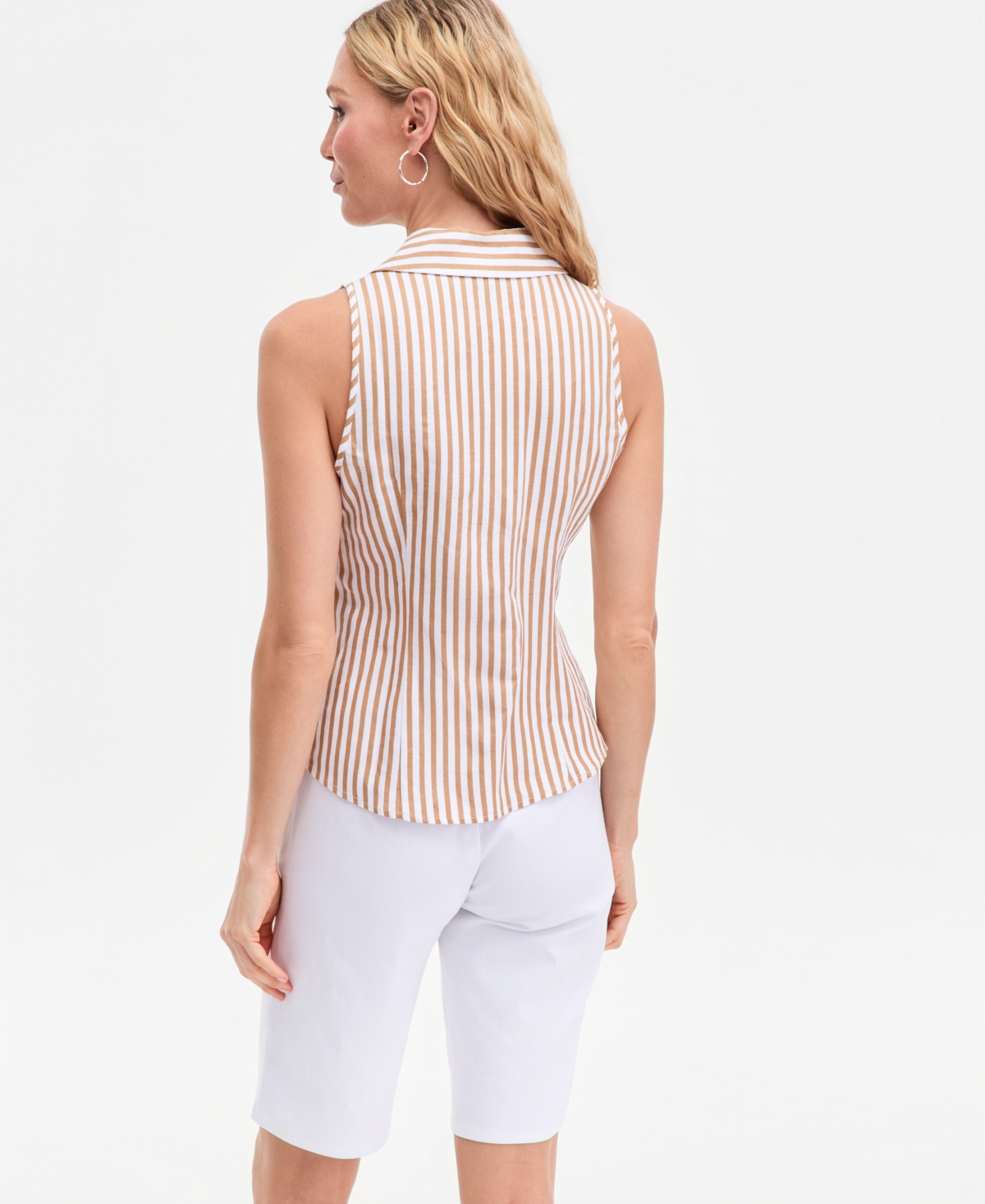 Inc International Concepts Women's Collared Sleeveless Button-front Top, Macy's Exclusive In Multi