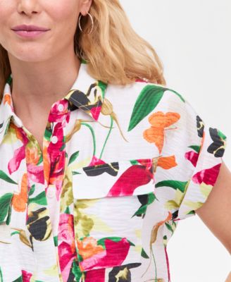 Women's Printed Pocket-Front Short-Sleeve Top,  Macy's Exclusive 